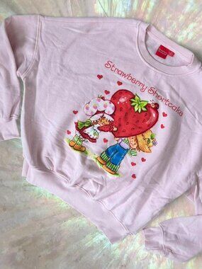 Baby Pink Strawberry Shortcake Oversized Pullover Sweater ⭐️